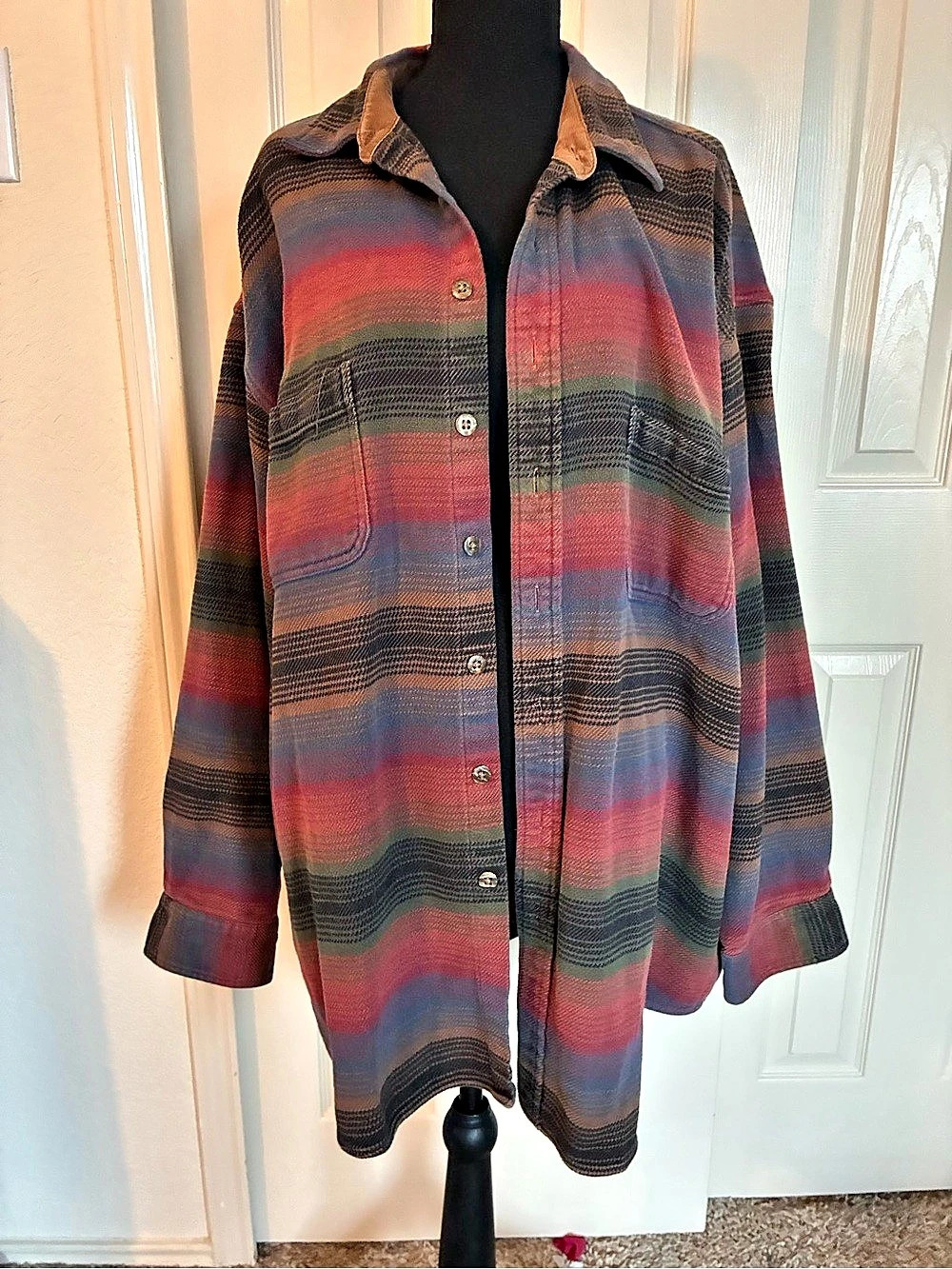 St. John’s Bay 100% Cotton Striped Wool Button Down Shirt